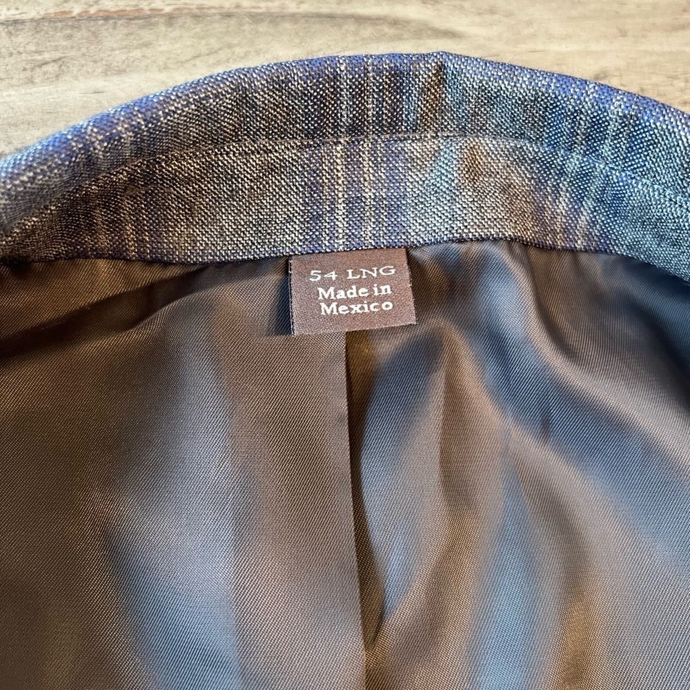 Gray and Blue Plaid Sport Coat with Notch Lapel. Pre-owned. Big & Tall. - Picture 11 of 11